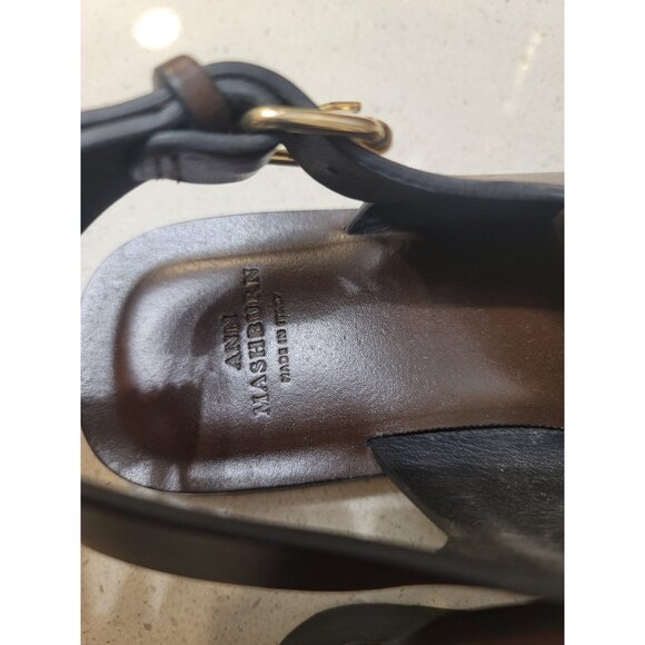ANN MASHBURN Elegant Brown Slingback Criss Cross Leather Sandals EU 36 US 5.5 - Picture 7 of 7